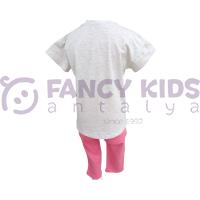 Kız Çocuk İkili Takım Kahvemelanj T-Shirt Pembe Tayt 
