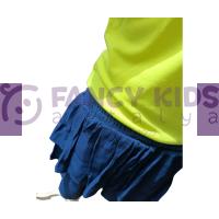 Kız Çocuk İkili Takım Pullu Baskılı Neon Yeşil T-Shirt Mavi Şortlu