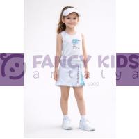 Kız Çocuk İkili Takım Tenis Kıyafeti Seti Beyaz-Mavi