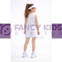 Kız Çocuk İkili Takım Tenis Kıyafeti Seti Beyaz-Mavi