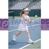 Kız Çocuk İkili Takım Tenis Kıyafeti Seti Beyaz-Mavi