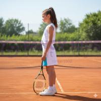 Kız Çocuk İkili Takım Tenis Kıyafeti Seti Beyaz-Mavi