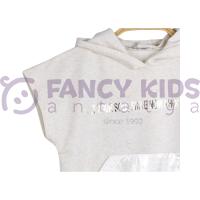 Kız Çocuk İkili Takım Vizon Kapüşonlu Sweat - Shirt Parlak Şort