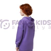 Kız Çocuk Kapüşonlu Sweatshirt – Lila Renk, Dijital Baskılı, Rahat ve Esnek Kumaş