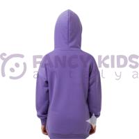 Kız Çocuk Kapüşonlu Sweatshirt – Lila Renk, Dijital Baskılı, Rahat ve Esnek Kumaş