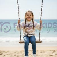 Kız Çocuk Kapüşonlu University Baskılı Kırık Beyaz Sweatshirt – Şardonlu Pamuklu