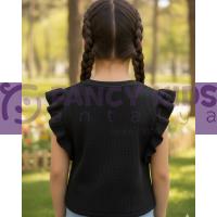 Kız Çocuk Kaşkorse Siyah Kolsuz T-Shirt (Baskısız)