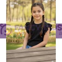 Kız Çocuk Kaşkorse Siyah Kolsuz T-Shirt (Baskısız)