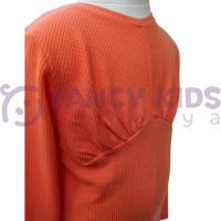 Kız Çocuk Kaşkorse Uzun Kol Tam Kalıp Bluz – Oranj / Turuncu