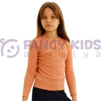 Kız Çocuk Kaşkorse Uzun Kol Tam Kalıp Bluz – Oranj / Turuncu