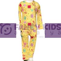 1-8 Yaş Kız Çocuk Kedi Desenli Pijama Takımı 