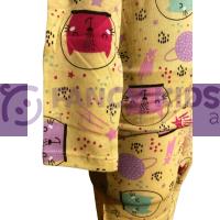 1-8 Yaş Kız Çocuk Kedi Desenli Pijama Takımı 