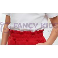 Kız Çocuk Kırmızı Baskılı Alt Eşofman – Lastikli Bel ve Paça, Cepli, Günlük Rahat Kullanım