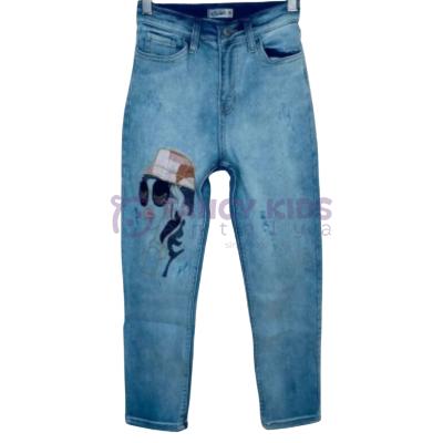Kız Çocuk Kot Pantolon Jean %100 Pamuk Nakış Baskılı Denim Kumaş