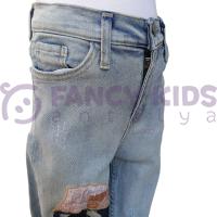 Kız Çocuk Kot Pantolon Jean %100 Pamuk Nakış Baskılı Denim Kumaş