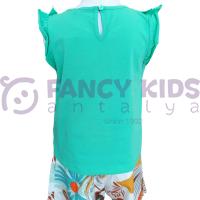 Kız Çocuk Modern Muse Yazılı Yaldızlı Baskılı  T-Shirt Yeşil