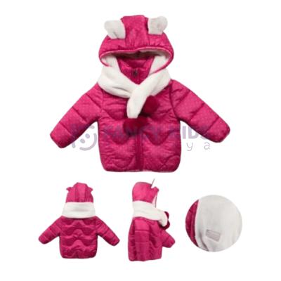 Kız Çocuk Mont Puantiyeli PonPonlu Kaşkollu 1-5 Yaş