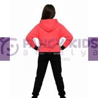 Kız Çocuk Neon Pembe Sweatshirt & Siyah Tayt Takımı