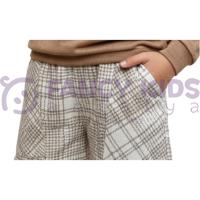 Kız Çocuk Nervürlü Vizon Sweatshirt & İskandinav Desenli Şort İkili Takım