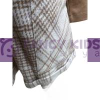 Kız Çocuk Nervürlü Vizon Sweatshirt & İskandinav Desenli Şort İkili Takım