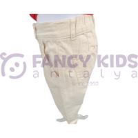 Kız Çocuk Pantolon Gabardin Kumaş Mevsimlik Krem Renkli Jean Kesim