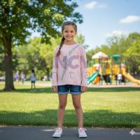 Kız Çocuk Pullu İşlemeli Uzun Kollu Pamuklu Penye Bluz