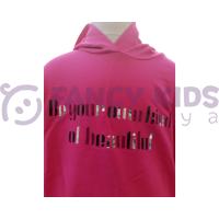Kız Çocuk Simli Baskılı Fuşya Kapüşonlu Sweatshirt ve Siyah Tayt İkili Takım