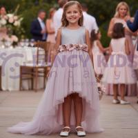 Kız Çocuk Simli Kumaş Kuyruklu Pudra Renk Abiye