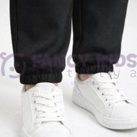 Kız Çocuk Siyah Dokuma Pantolon – Lastikli Bel, Cepli, Paçası Lastikli