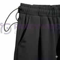 Kız Çocuk Siyah Dokuma Pantolon – Lastikli Bel, Cepli, Paçası Lastikli