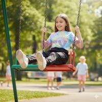 Kız Çocuk Siyah Dokuma Pantolon – Lastikli Bel, Cepli, Paçası Lastikli