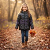 Kız Çocuk Siyah İşlemeli Mont – Uzun Kollu, Fermuarlı, Şık ve Rahat Tasarım