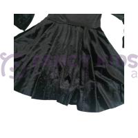 Kız Çocuk Siyah Kadife Elbise – İnci ve Boncuk Detaylı, Volan Kollu Şık Model