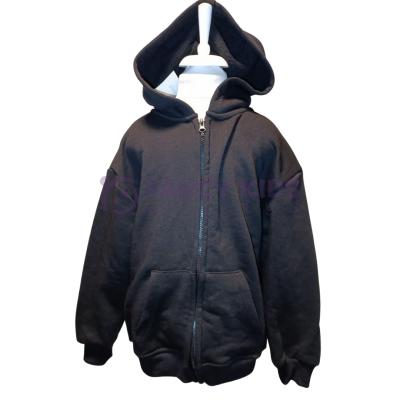 Kız Çocuk Siyah Kapüşonlu Fermuarlı Baskısız Sweatshirt