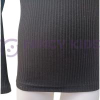 Kız Çocuk Siyah Yarım Balıkçı Yaka Kaşkorse Sweatshirt Body – Düğme Aksesuarlı, Pamuklu ve Esnek Kumaş