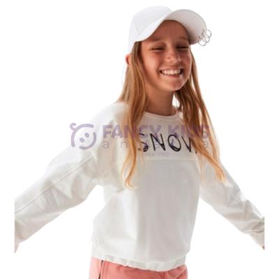 Kız Çocuk Snow Dijital Baskılı Ekru Sweatshirt – Pamuklu Rahat Kumaş