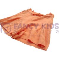 Kız Çocuk Somon Renk Keten Görünümlü Yumuşak Pamuk Şort – Lastikli Bel ve Cepli