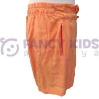 Kız Çocuk Somon Renk Keten Görünümlü Yumuşak Pamuk Şort – Lastikli Bel ve Cepli