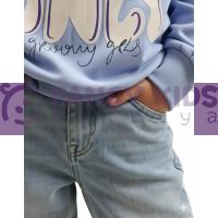 Kız Çocuk Lila Baskılı Crop Sweatshirt – %100 Pamuk, Rahat ve Modern Tasarım