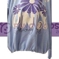 Kız Çocuk Lila Baskılı Crop Sweatshirt – %100 Pamuk, Rahat ve Modern Tasarım