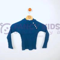 3-13 Yaş Kız Çocuk Sweat Shirt Body Yarım Balıkçı Yaka Kaşkorse Düğme Aksesuarlı Siyah