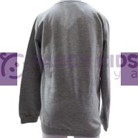 Kız Çocuk Sweat-Shirt Pullu Nakış İşlemeli Unicorn Baskılı Gri