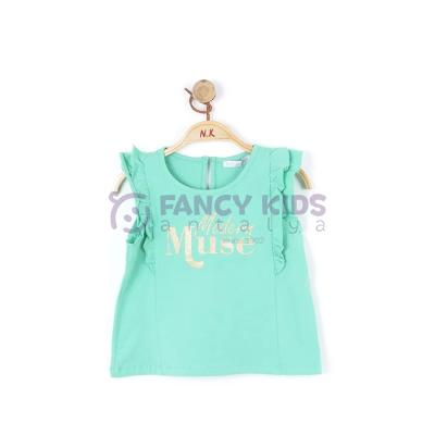 8-14 Yaş Kız Çocuk T-Shirt Modern Muse Baskılı Yeşil