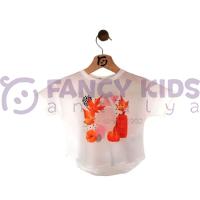 9-48 Ay Kız Çocuk T-Shirt Baskılı Ekru