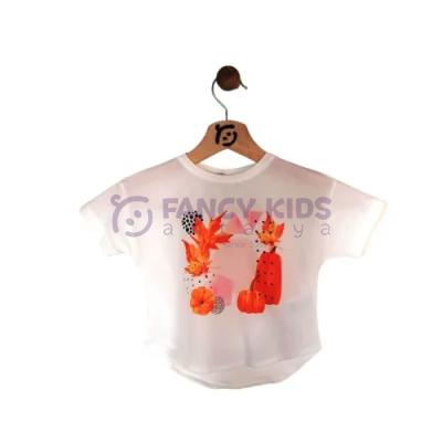 9-48 Ay Kız Çocuk T-Shirt Baskılı Ekru