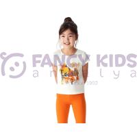 Kız Çocuk T-Shirt Baskılı Ideally Ekru - Turuncu / Ekru - Mavi Seçenekli