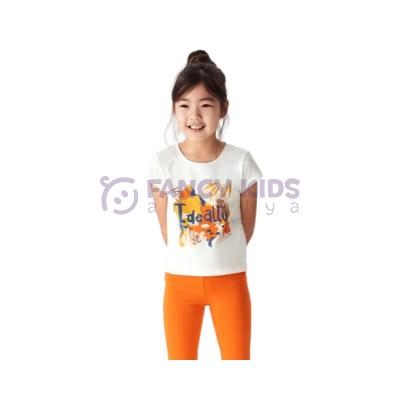 Kız Çocuk T-Shirt Baskılı Ideally Ekru - Turuncu / Ekru - Mavi Seçenekli