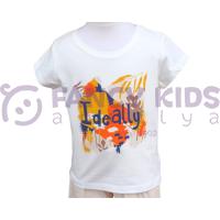 Kız Çocuk T-Shirt Baskılı Ideally Ekru - Turuncu / Ekru - Mavi Seçenekli