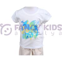 Kız Çocuk T-Shirt Baskılı Ideally Ekru - Turuncu / Ekru - Mavi Seçenekli