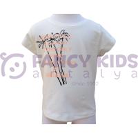 Kız Çocuk T-Shirt Bien Dijital Baskılı Ekru